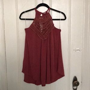 CY Fashion Burnt Orange Lace Detail Tank Size M
